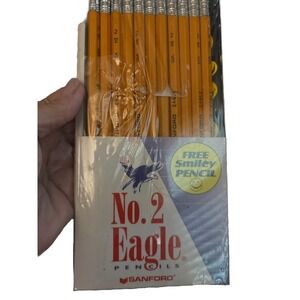 Vtg No. 2 Eagle Pencils Sanford Pencils USA Pack Of 11 Plus free Smiley Pencil.